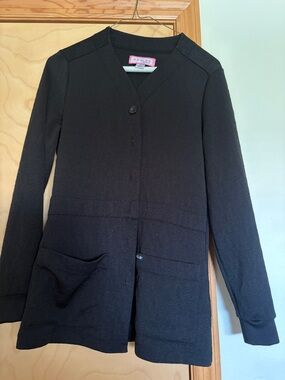 Koi Women's Black Long Sleeve Button Scrub Jacket